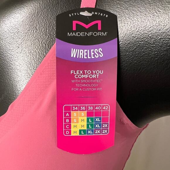 Maidenform NEW Wireless Lace Bralette Womens M Flex To You Comfort Seamless Pink - Picture 7 of 8